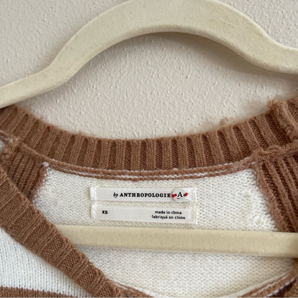 Anthropologie cream neck sweater tan and white size XS - Picture 3 of 5